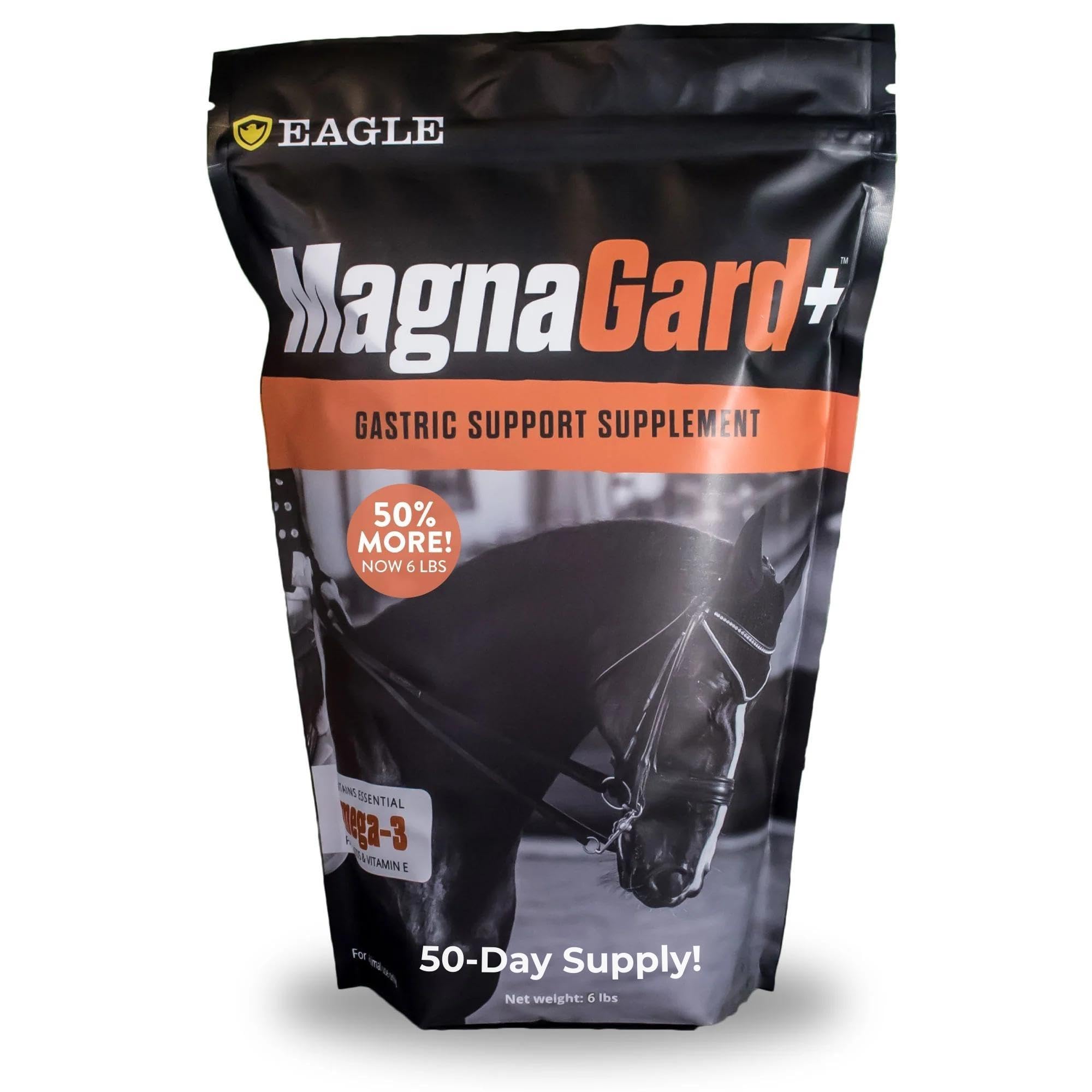 Plus- Gastric Support Supplement for Horses with Omega 3s | Relieves Ulcers, Calming Supplement, Magnesium & Other Vital Minerals | Powder, 20lb Bucket, 5-Month Supply | by Eagle Equine