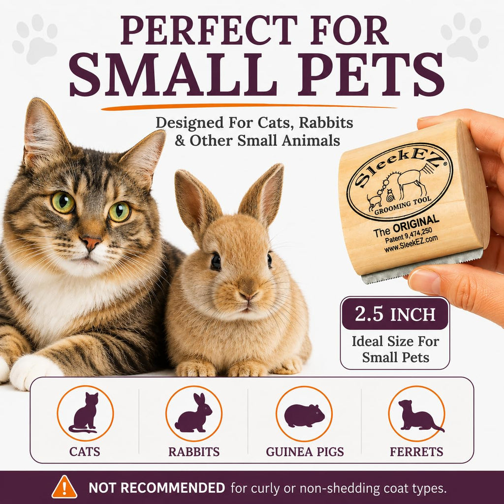 SleekEZ Cat Brush for Shedding - Deshedding Brush for Cats - Patented Grooming Tool for Removing Loose Fur, Undercoat & Hair - Made in USA - Works on Short, Medium & Long Coats
