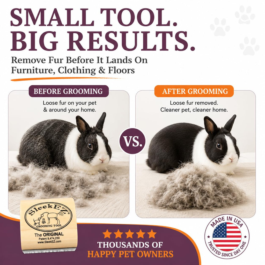 SleekEZ Cat Brush for Shedding - Deshedding Brush for Cats - Patented Grooming Tool for Removing Loose Fur, Undercoat & Hair - Made in USA - Works on Short, Medium & Long Coats