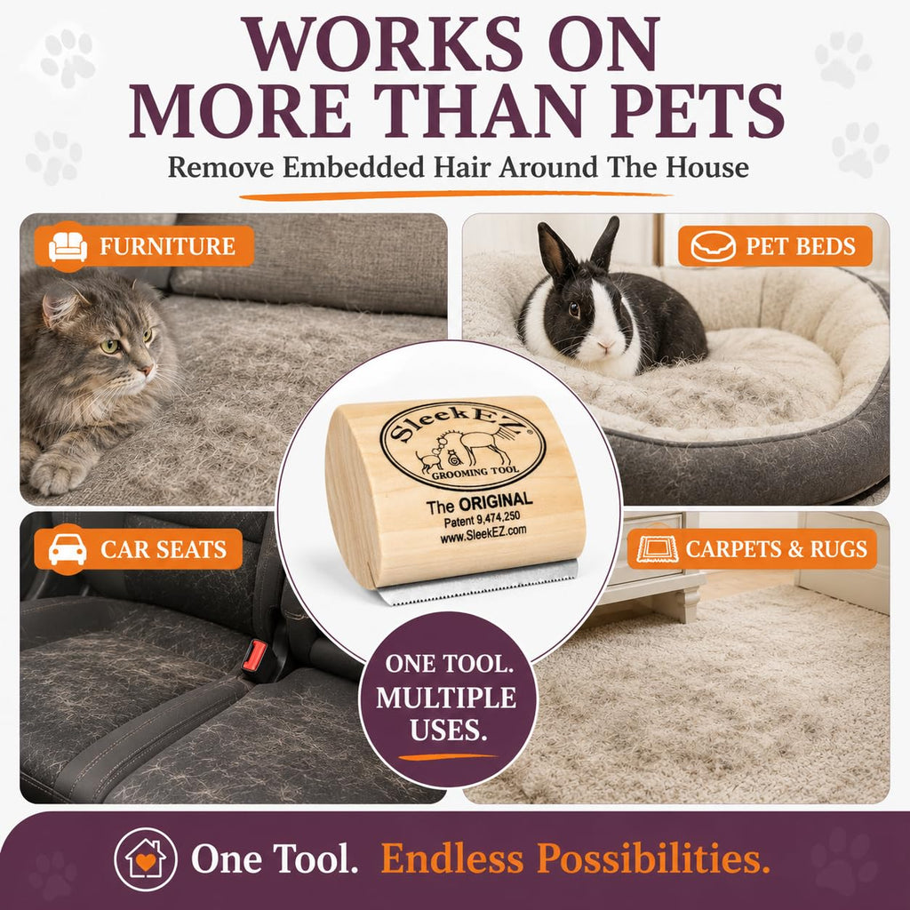 SleekEZ Cat Brush for Shedding - Deshedding Brush for Cats - Patented Grooming Tool for Removing Loose Fur, Undercoat & Hair - Made in USA - Works on Short, Medium & Long Coats