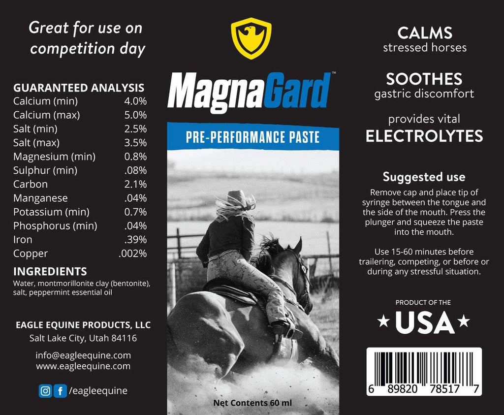 Pre-Performance Paste for Horses - All Natural Calmer, Acid Buffer, Gastric Support w/Electrolytes - 60ml Syringe