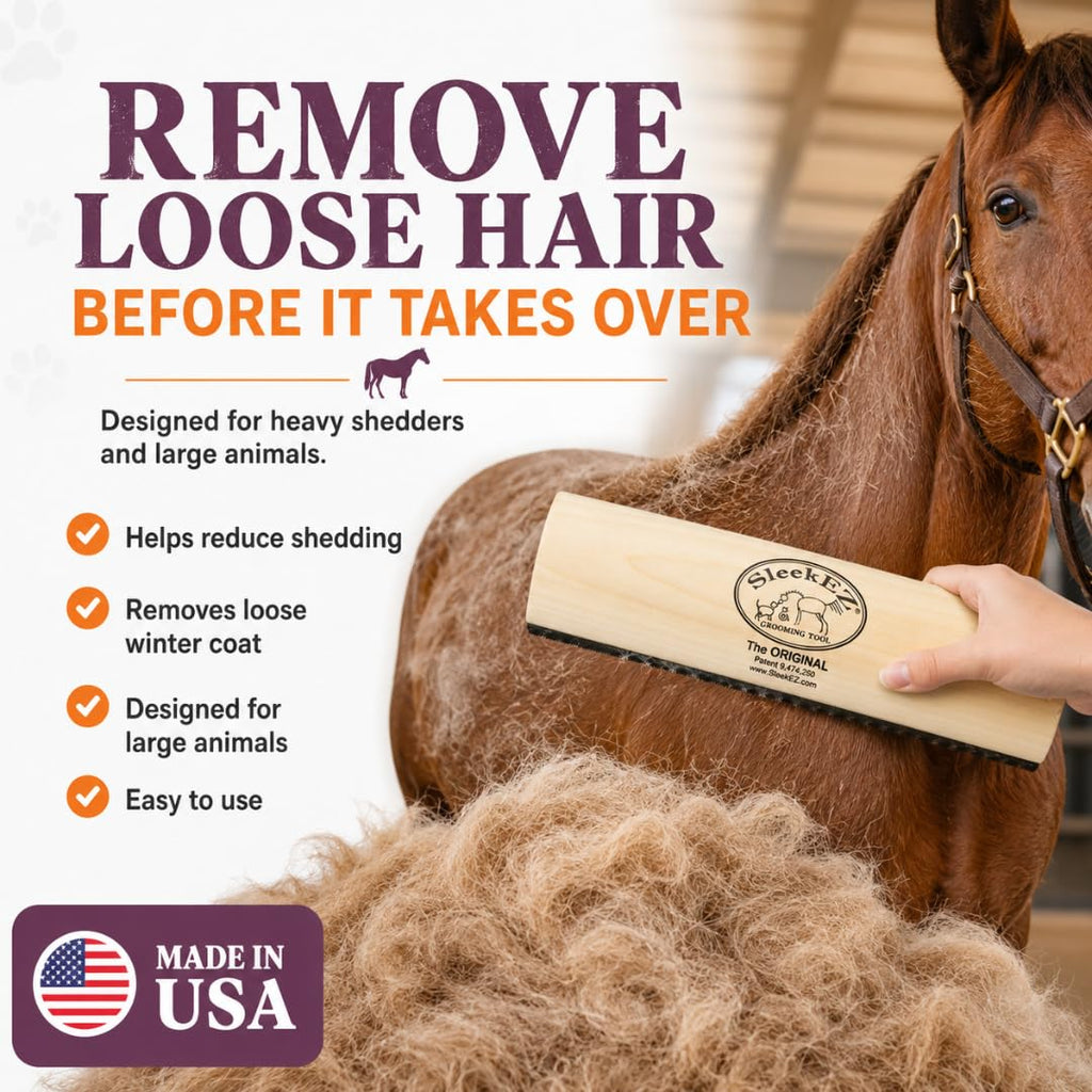 SleekEZ Cat Brush for Shedding - Deshedding Brush for Cats - Patented Grooming Tool for Removing Loose Fur, Undercoat & Hair - Made in USA - Works on Short, Medium & Long Coats