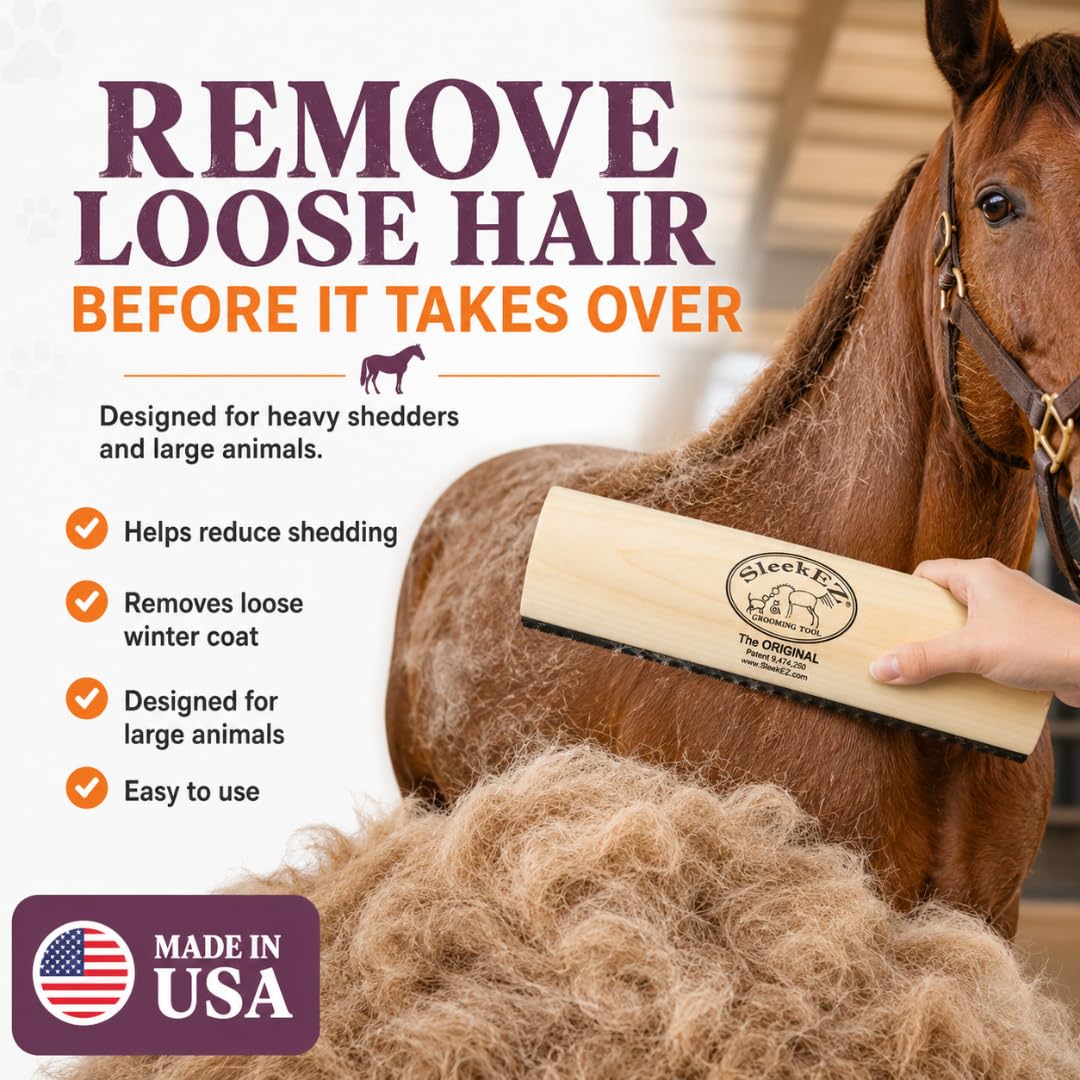 SleekEZ Cat Brush for Shedding - Deshedding Brush for Cats - Patented Grooming Tool for Removing Loose Fur, Undercoat & Hair - Made in USA - Works on Short, Medium & Long Coats